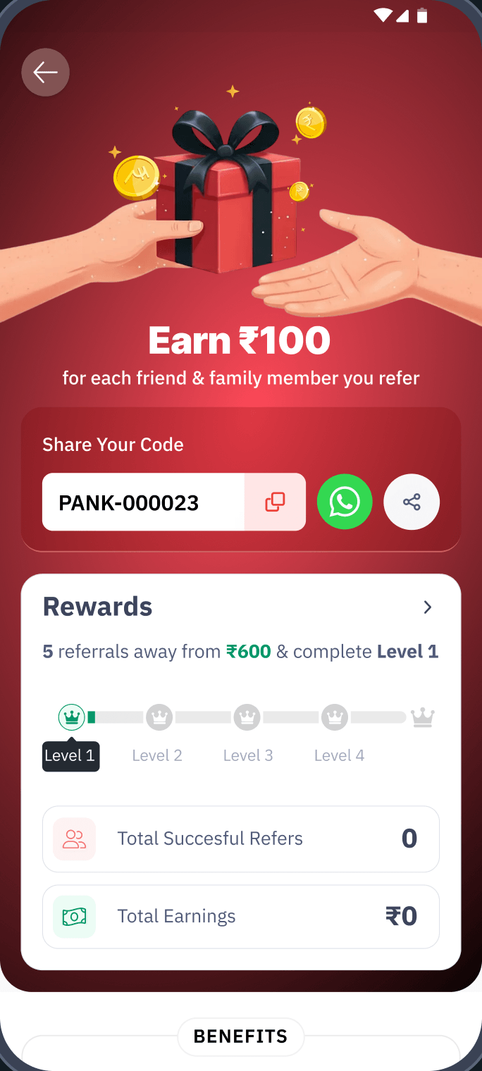 The refer page at 0 referrals