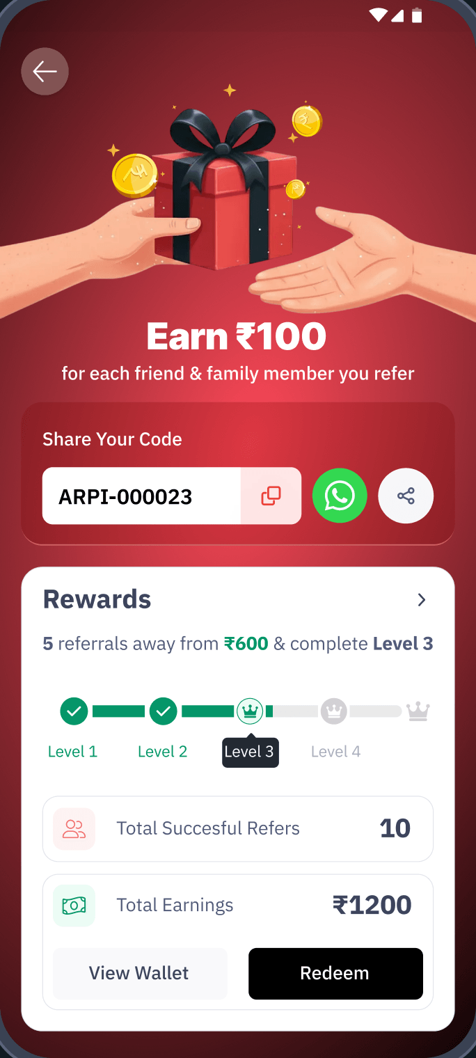The refer page at 10 referrals