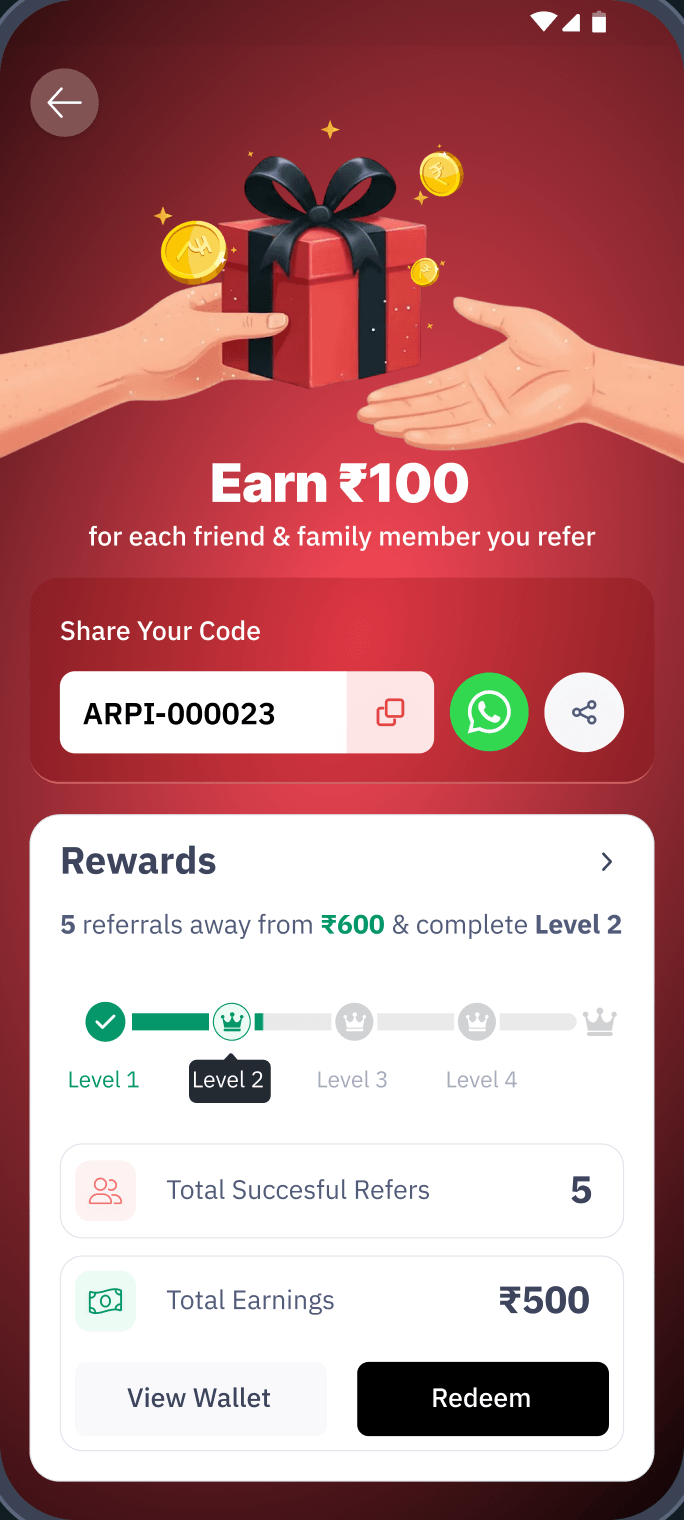 The refer page at 5 referrals