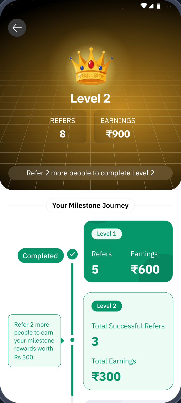 Level 2 celebration screen