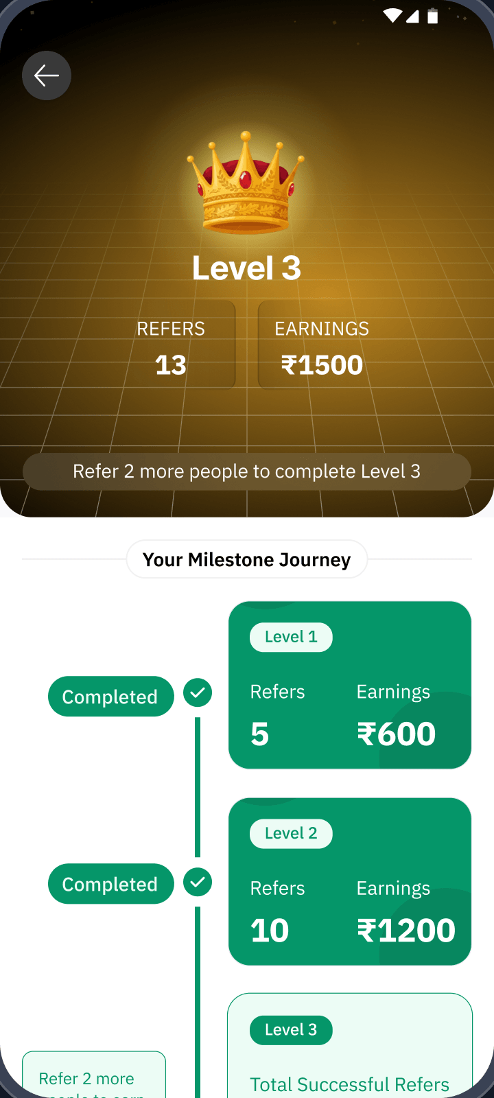 Level 3 celebration screen