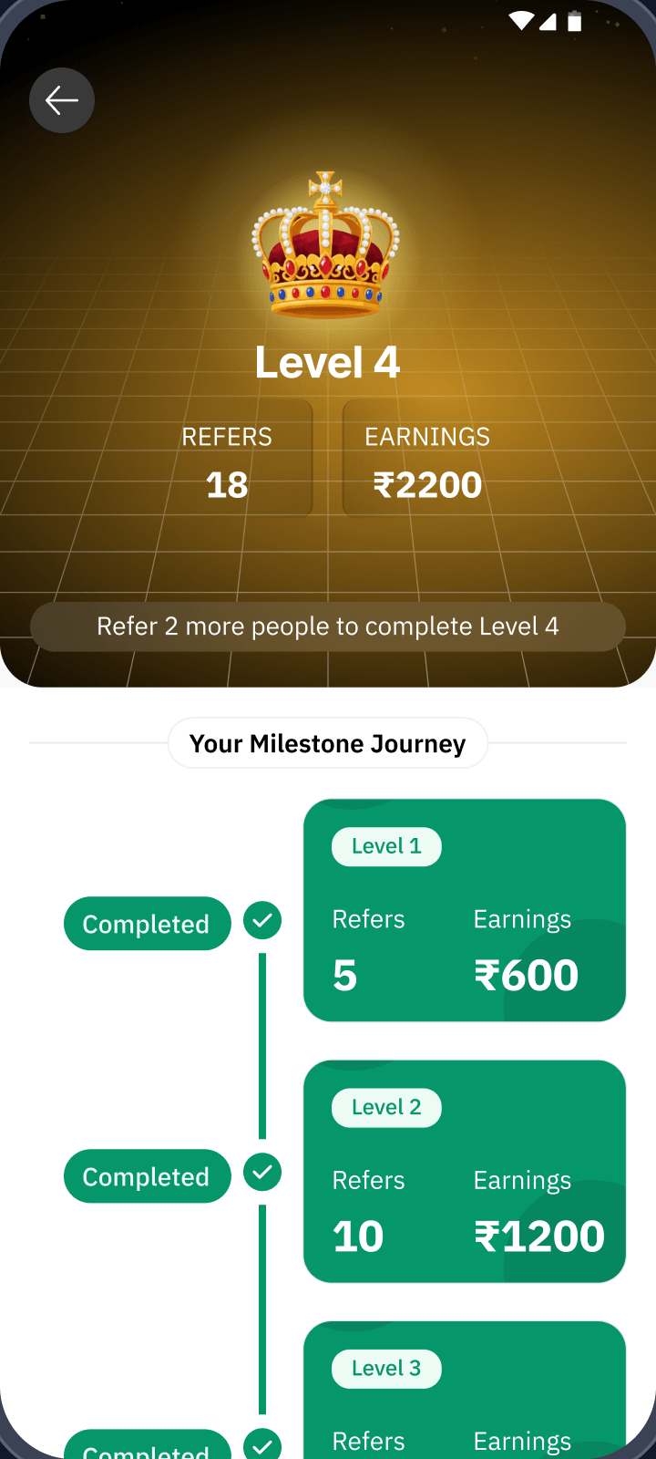 Level 4 celebration screen