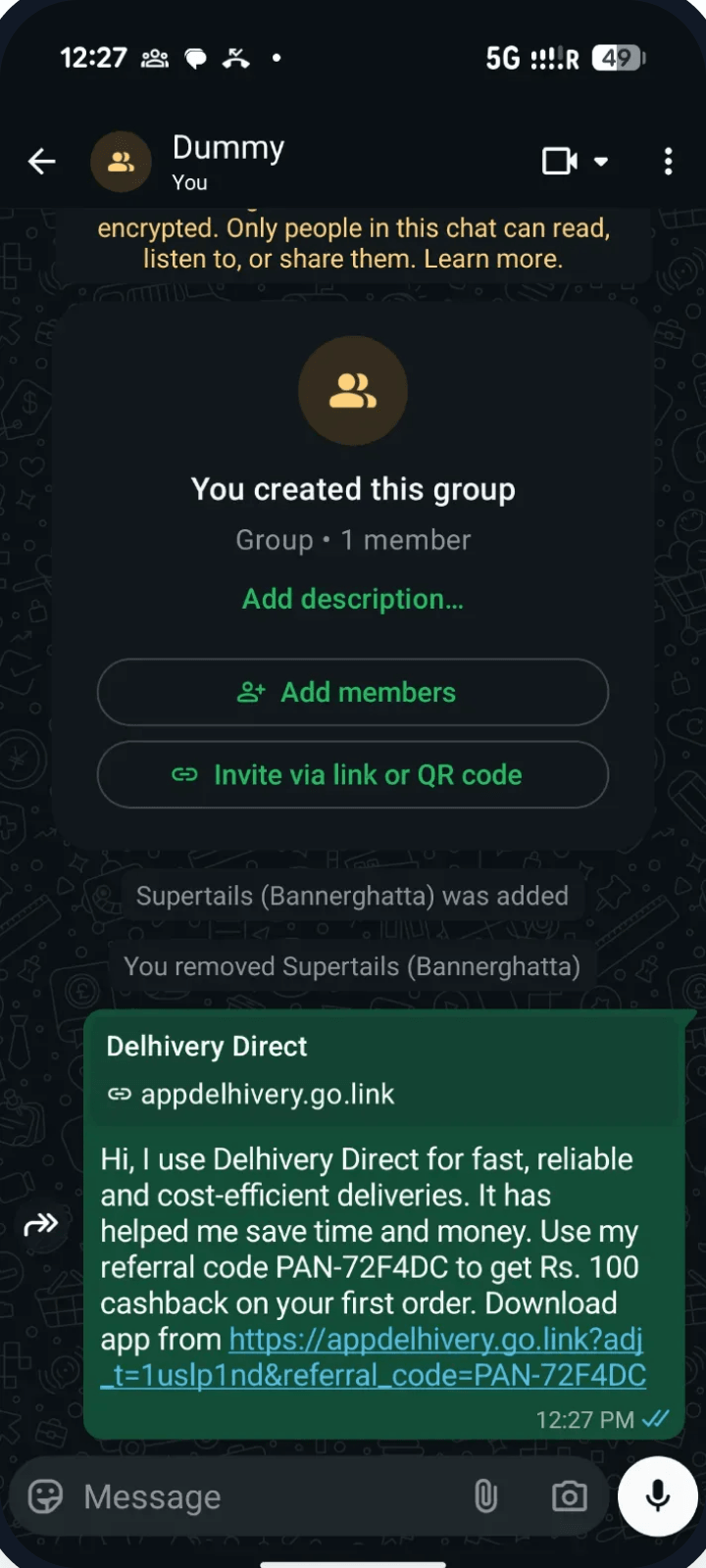 The invite: Arrives as a pre-filled WhatsApp message