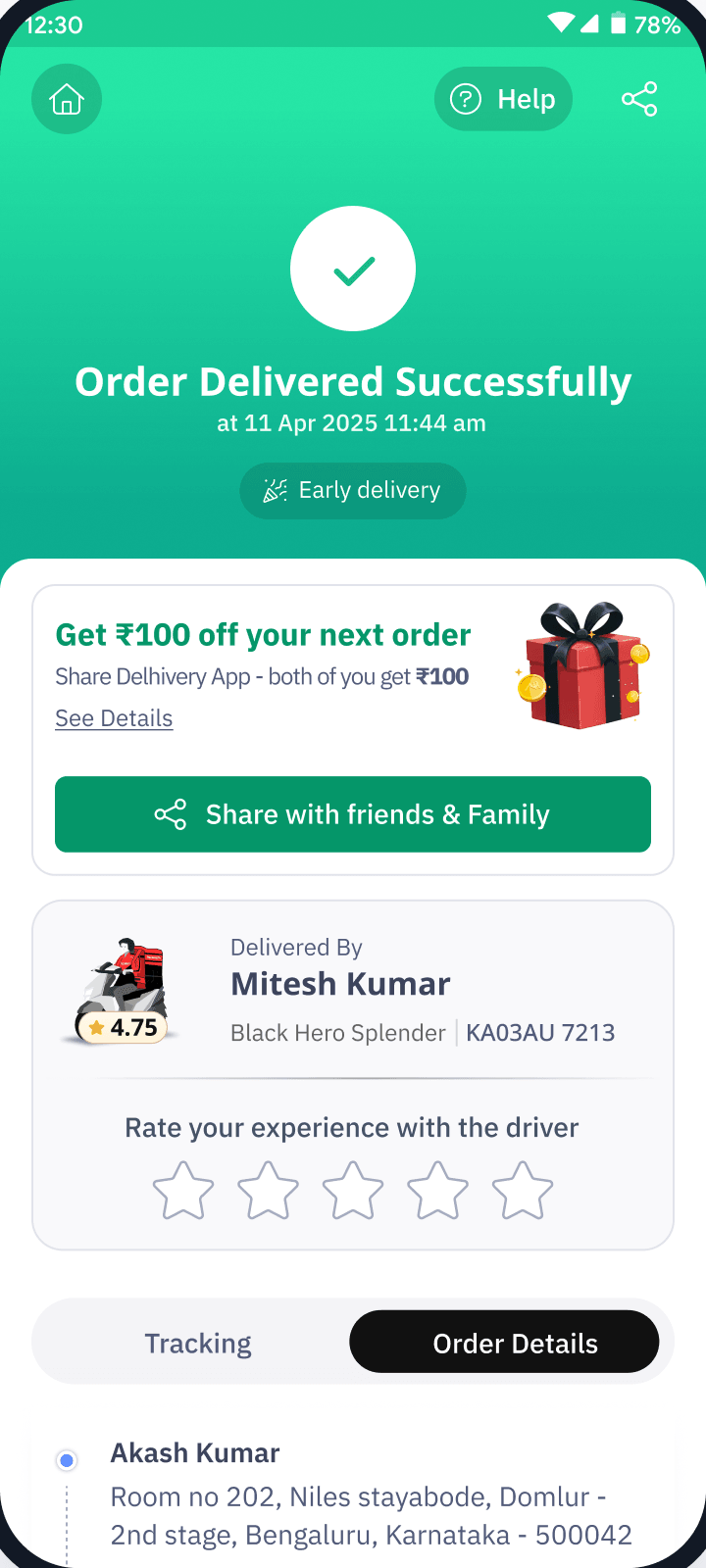 After delivery: Highest intent: the package just arrived